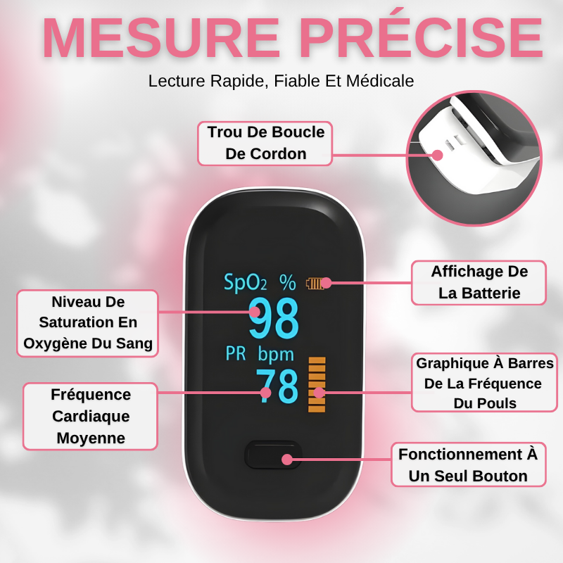 Oxymètre De Pouls Doigt Numérique Précis