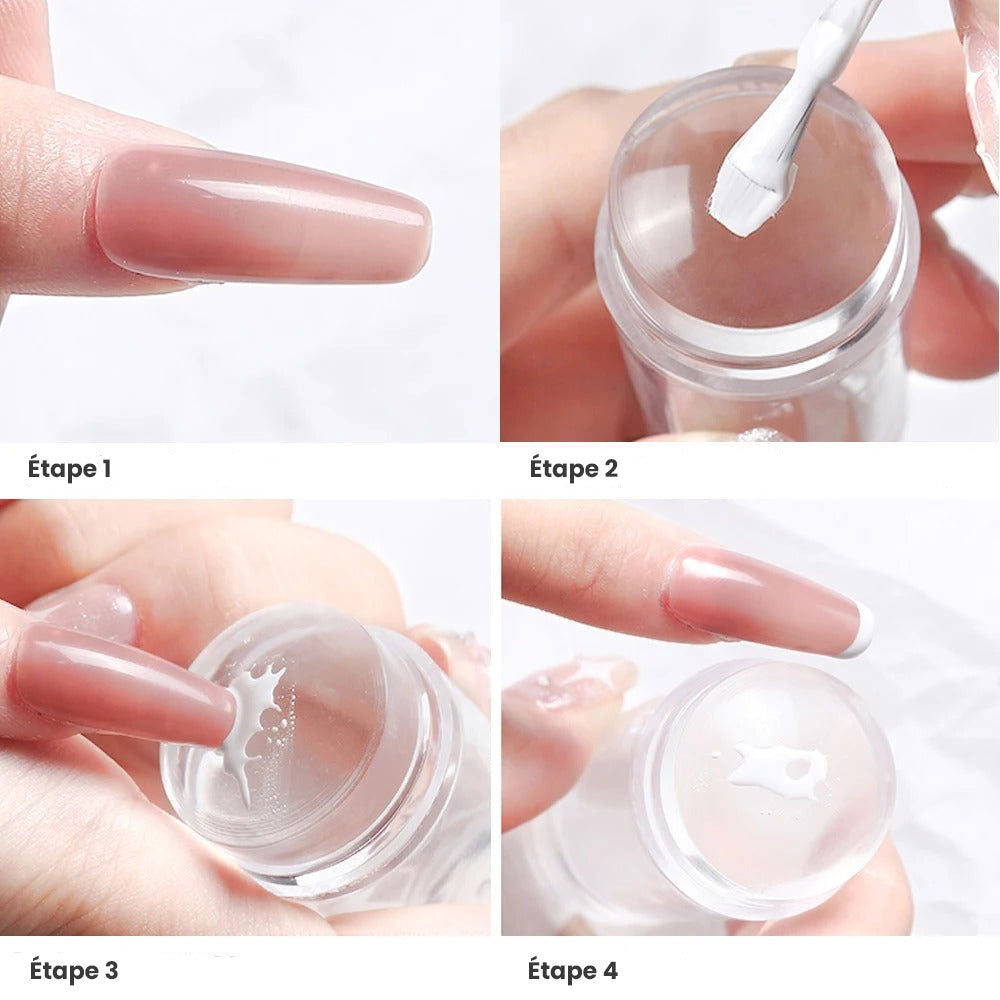 Kit D'estampage en Silicone Pour Nail Art Avec Grattoir