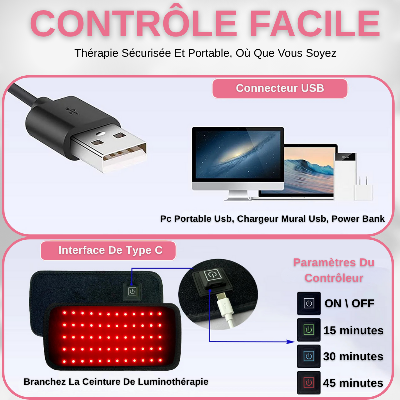 Ceinture De Thérapie Par Lumière Rouge et Infrarouge