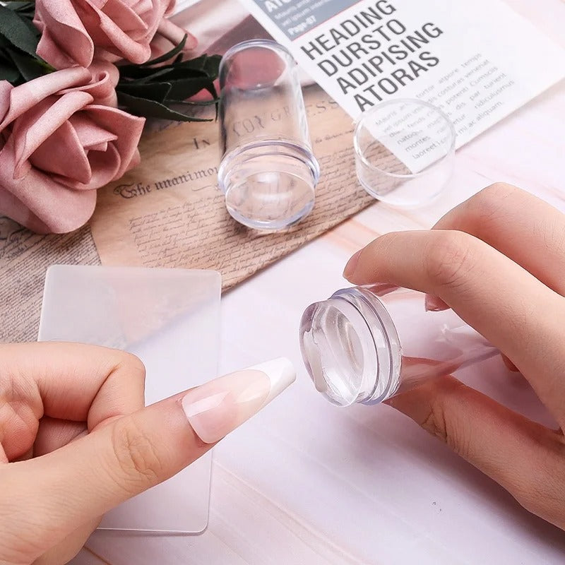 Kit D'estampage en Silicone Pour Nail Art Avec Grattoir